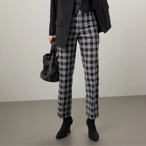 Reformation Monochrome Checkered Straight-Leg Pants